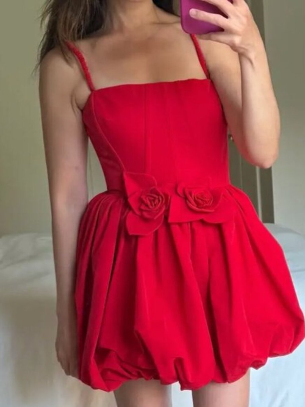 AKNVAS The Anais Dress Sz4 Red Wedding Cocktail Floral Event Party